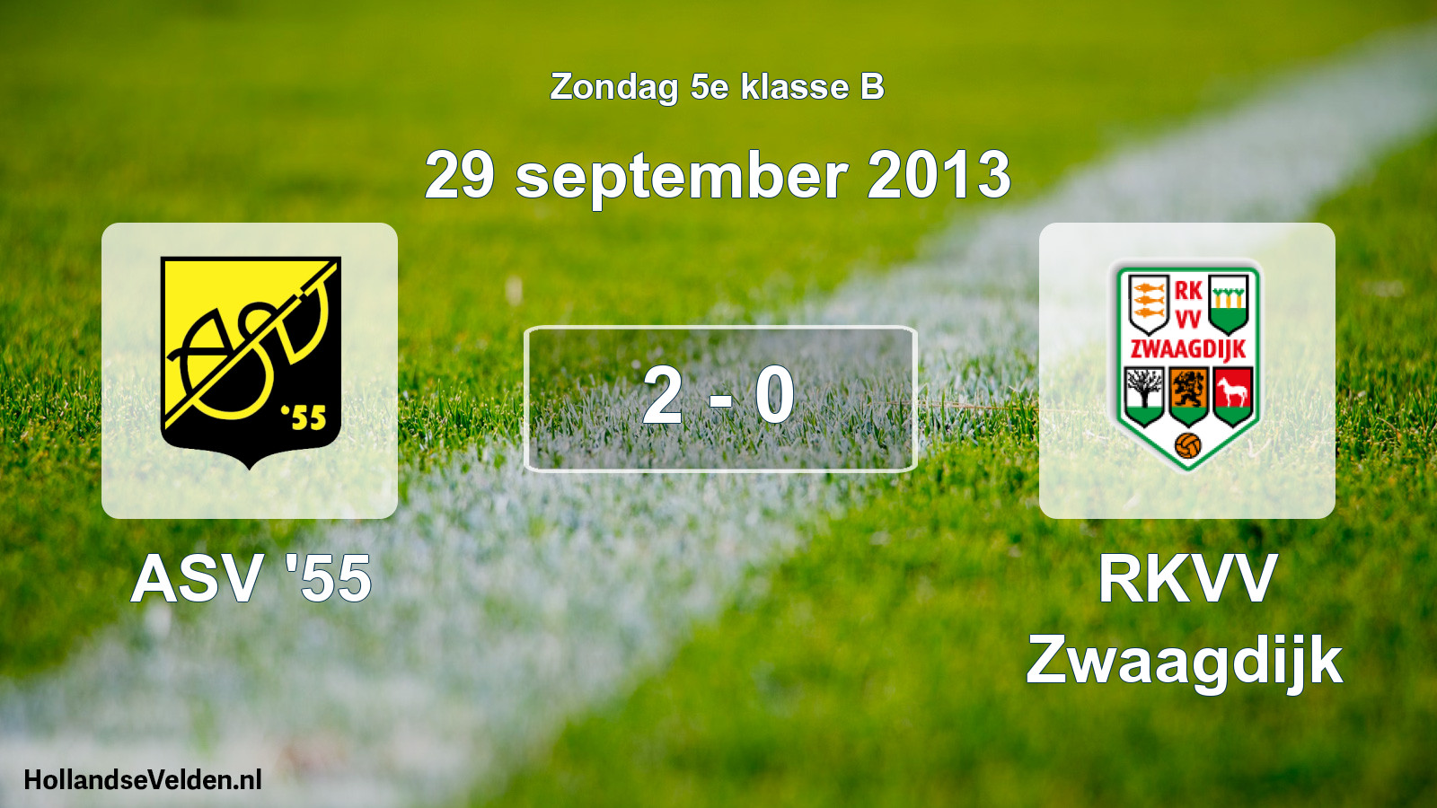 Total number of matches played: ASV '55 - RKVV Zwaagdijk 2 - 0 (29 September 2013)