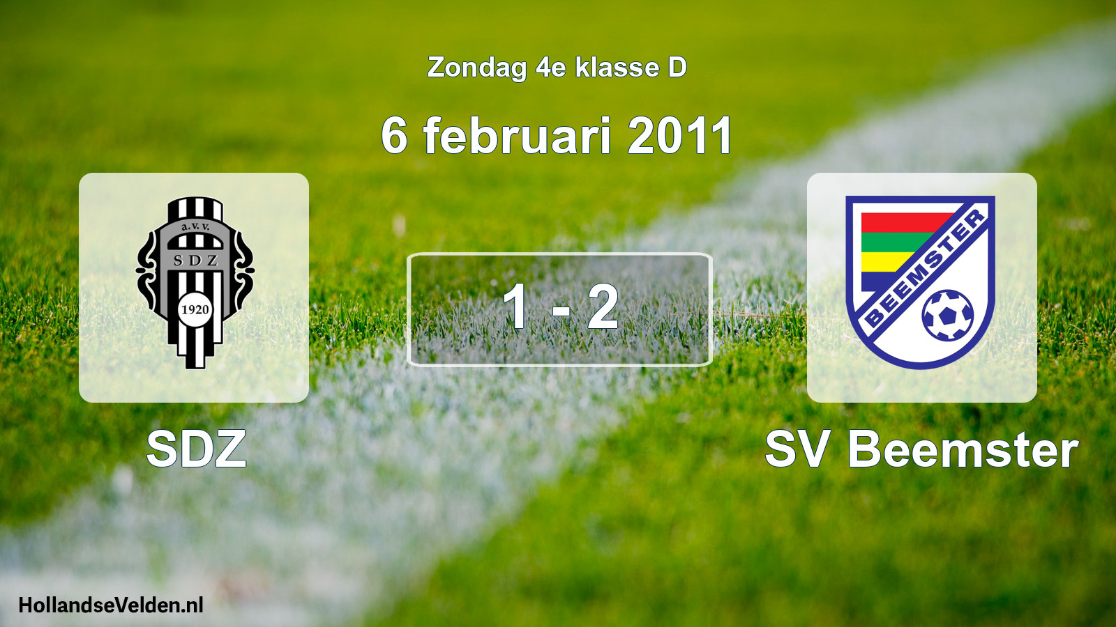 Total number of matches played: SDZ - SV Beemster 1 - 2 (6 February 2011)