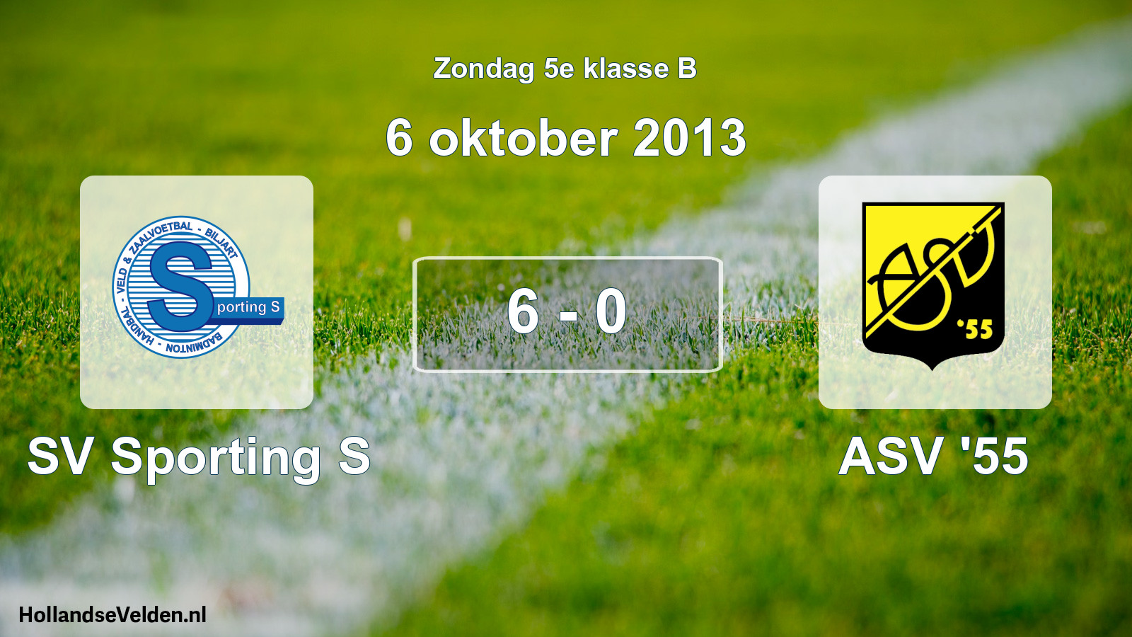 Total number of matches played: SV Sporting S - ASV '55 6 - 0 (6 October 2013)