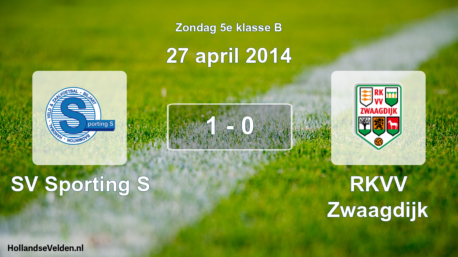 Total number of matches played: SV Sporting S - RKVV Zwaagdijk 1 - 0 (27 April 2014)