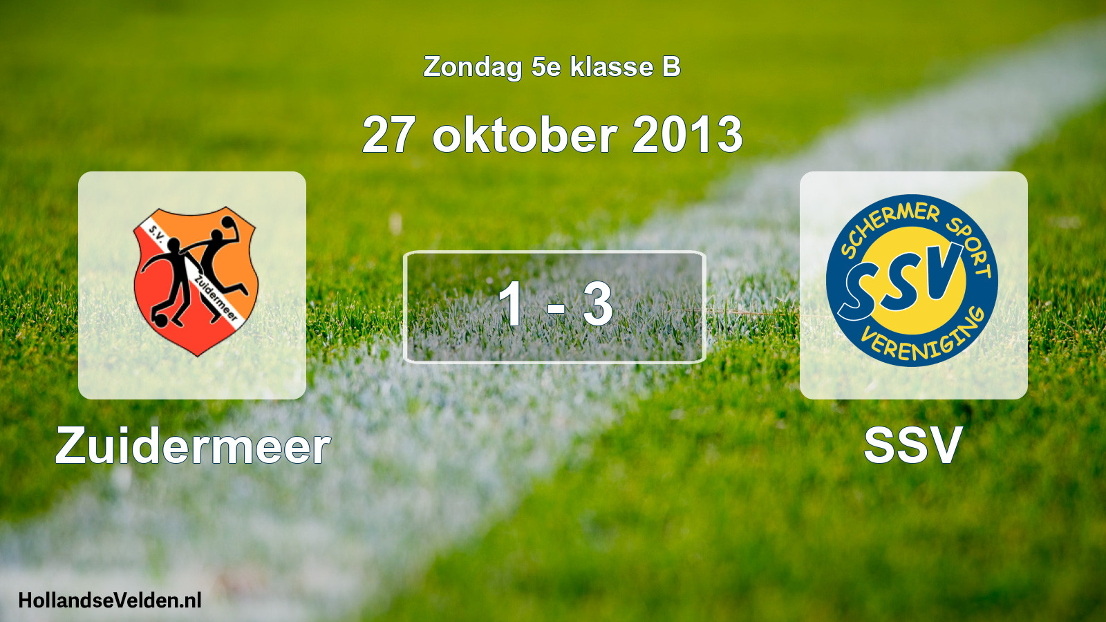 Total number of matches played: Zuidermeer - SSV 1 - 3 (27 October 2013)