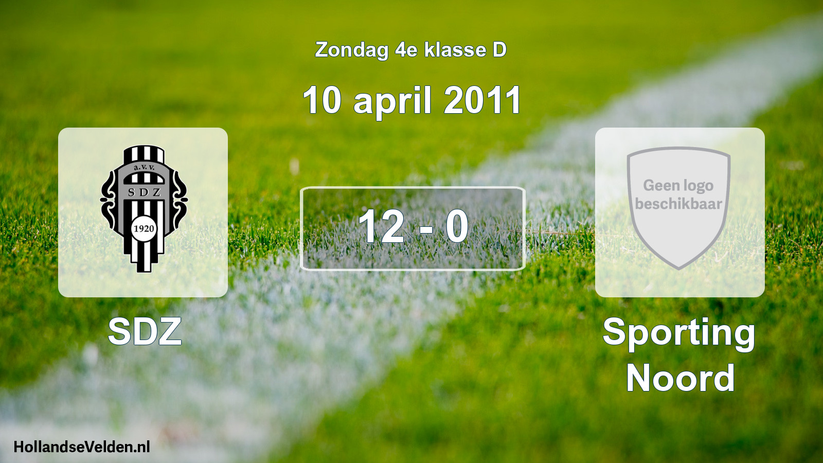 Total number of matches played: SDZ - Sporting Noord 12 - 0 (10 April 2011)