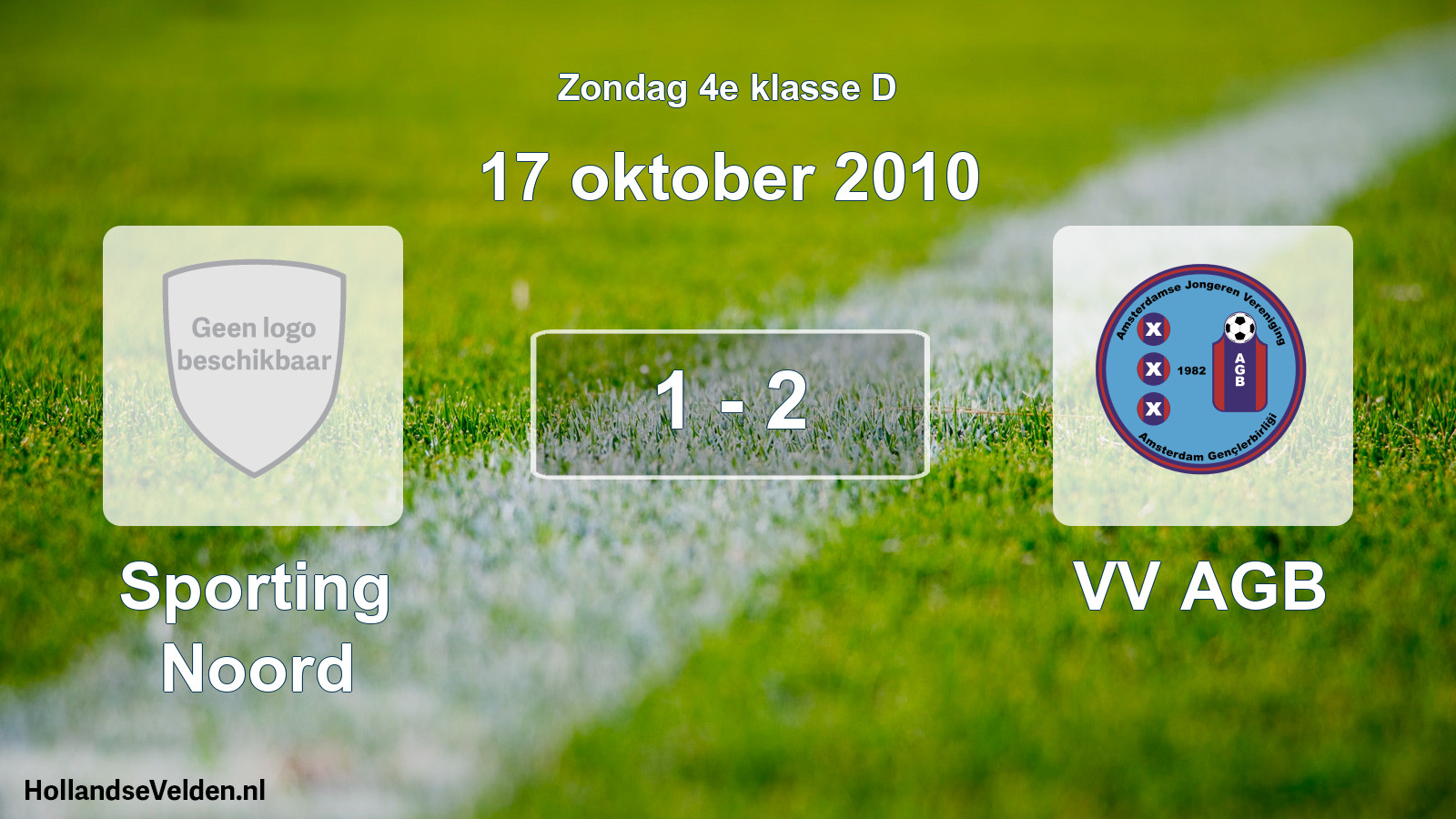 Total number of matches played: Sporting Noord - VV AGB 1 - 2 (17 October 2010)