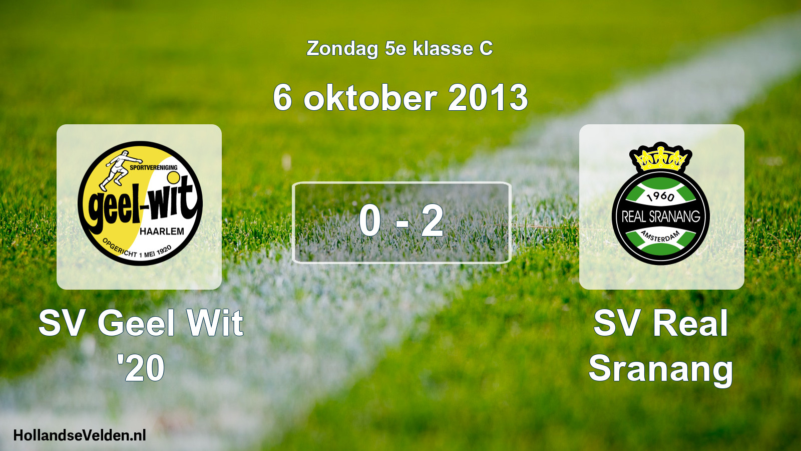 Total number of matches played: SV Geel Wit '20 - SV Real Sranang 0 - 2 (6 October 2013)