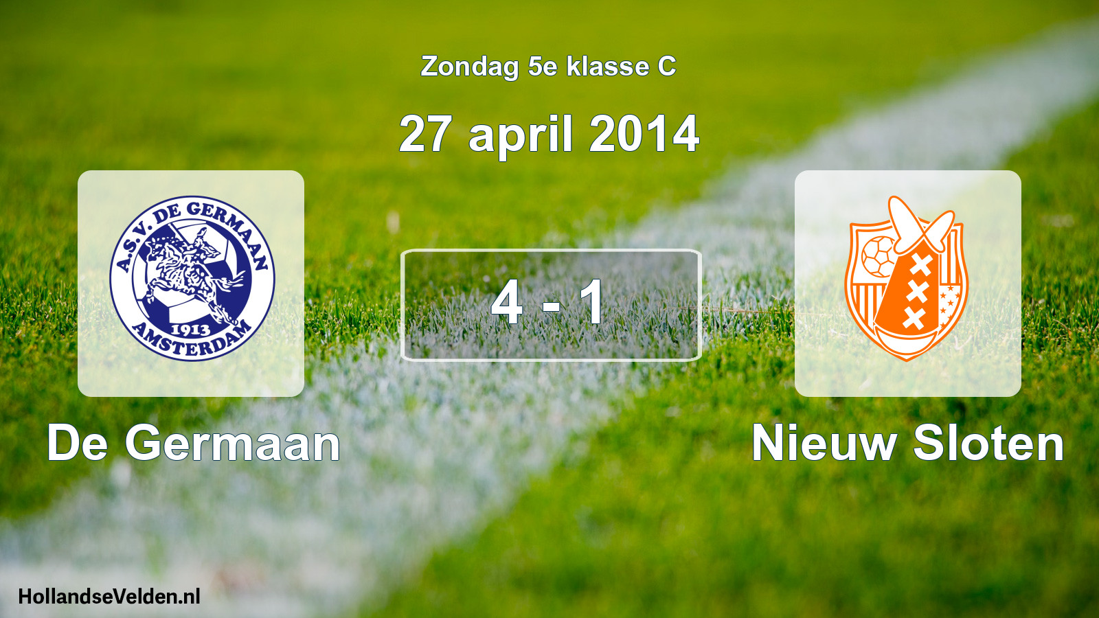 Total number of matches played: De Germaan - Nieuw Sloten 4 - 1 (27 April 2014)