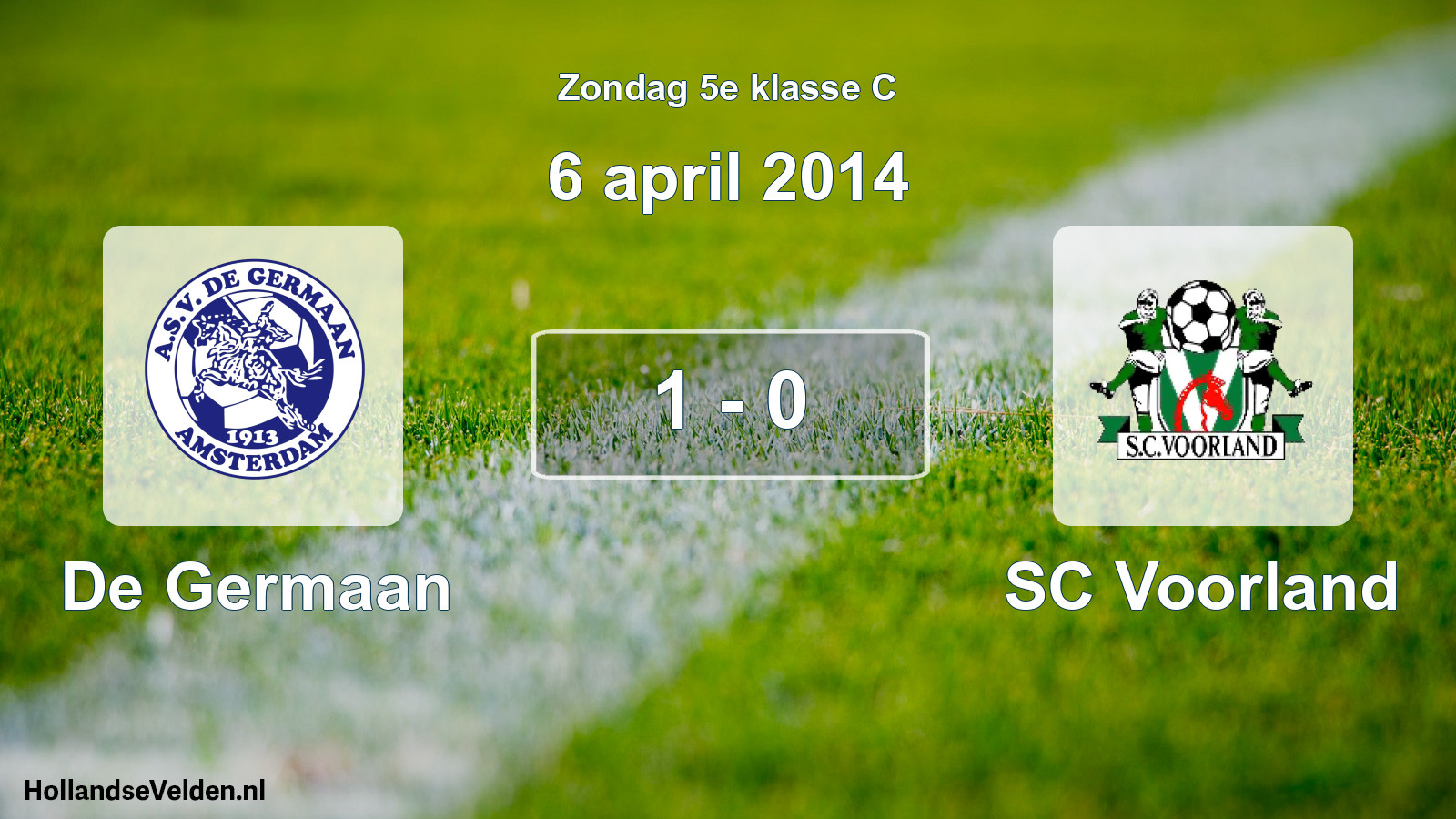 Total number of matches played: De Germaan - SC Voorland 1 - 0 (6 April 2014)