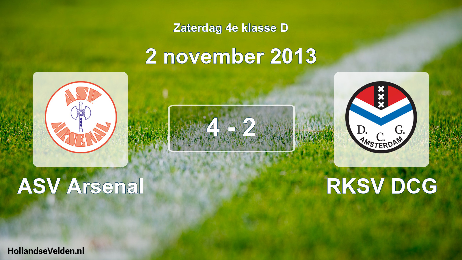 Total number of matches played: ASV Arsenal - RKSV DCG 4 - 2 (2 November 2013)
