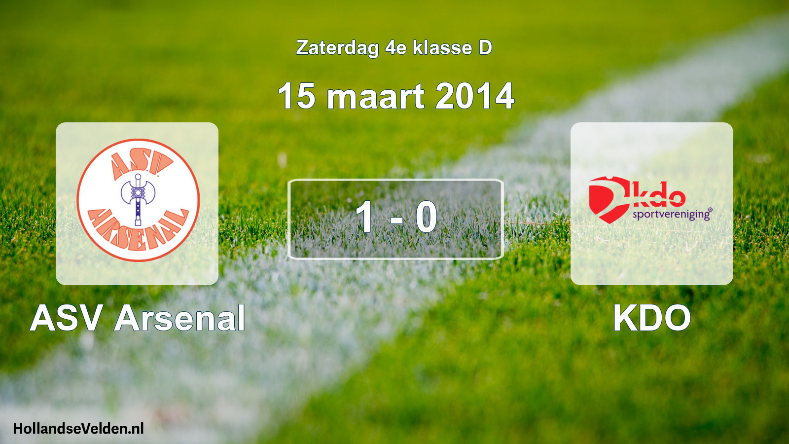 Total number of matches played: ASV Arsenal - KDO 1 - 0 (15 March 2014)