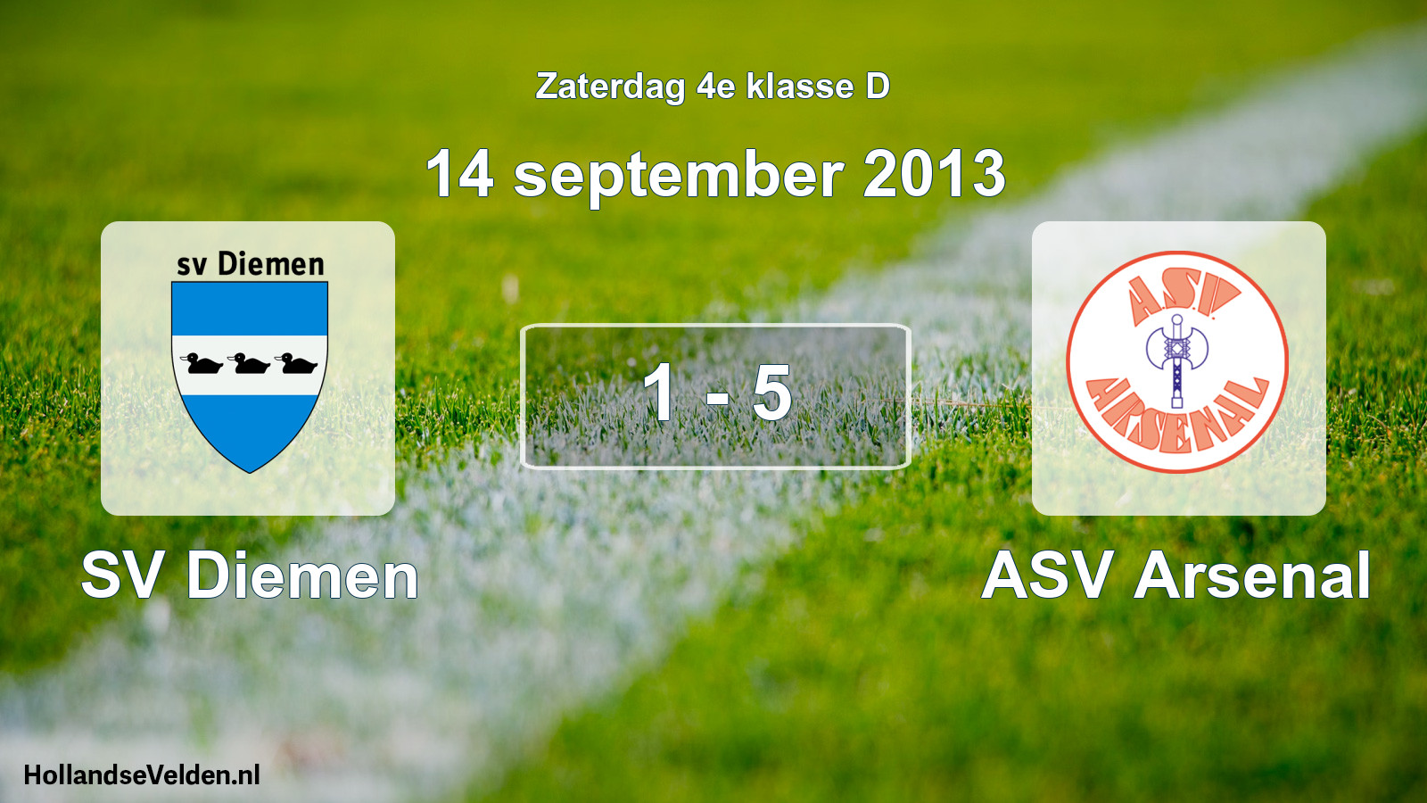 Total number of matches played: SV Diemen - ASV Arsenal 1 - 5 (14 September 2013)