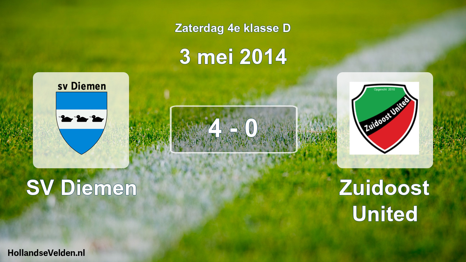 Total number of matches played: SV Diemen - Zuidoost United 4 - 0 (3 May 2014)