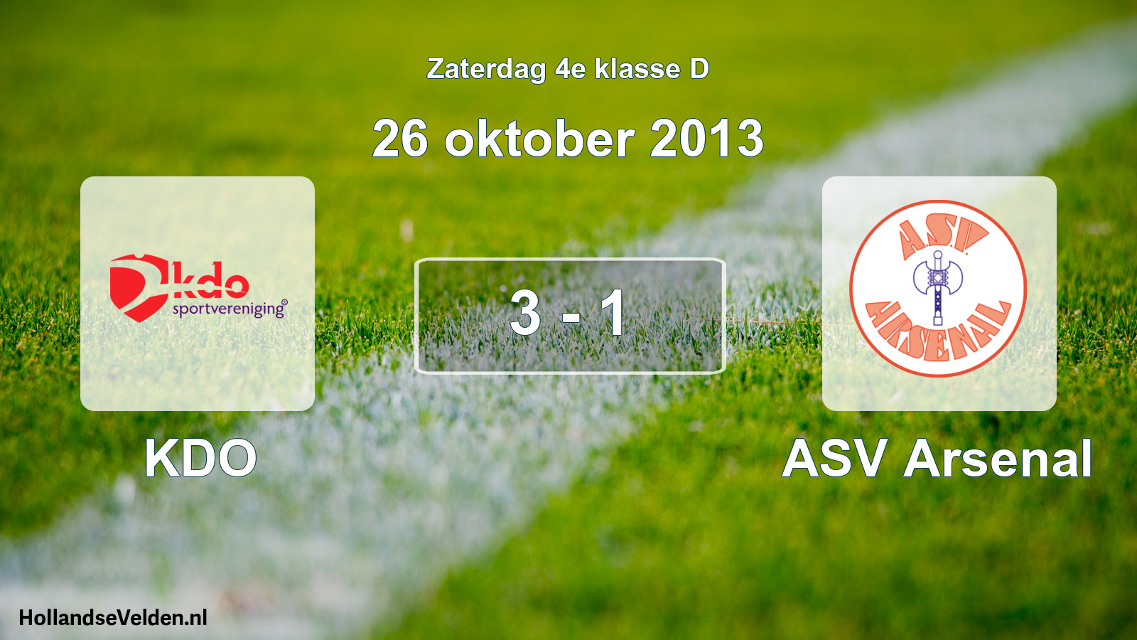 Total number of matches played: KDO - ASV Arsenal 3 - 1 (26 October 2013)