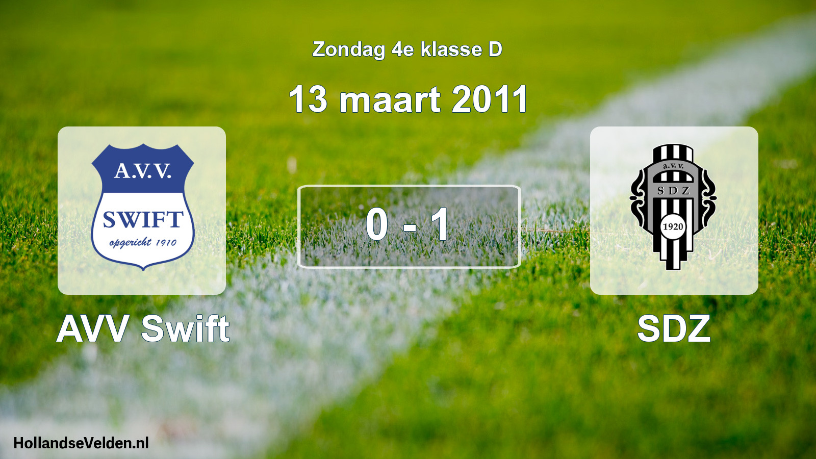 Total number of matches played: AVV Swift - SDZ 0 - 1 (13 March 2011)