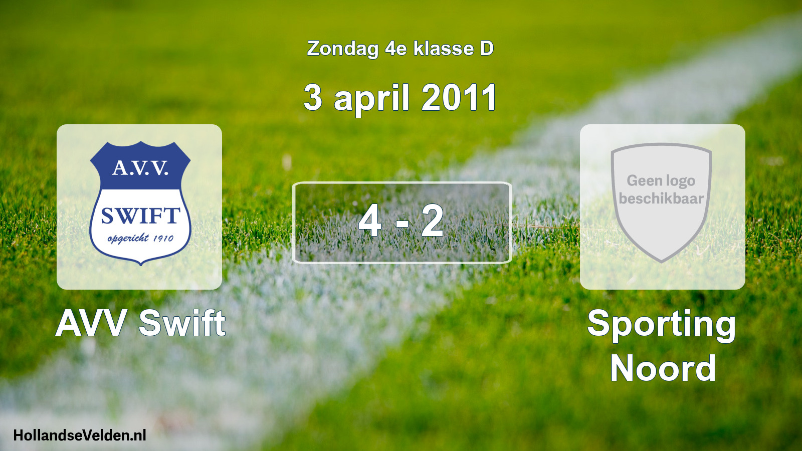 Gespeelde wedstrijd: AVV Swift - Sporting Noord 4 - 2 (3 april 2011)