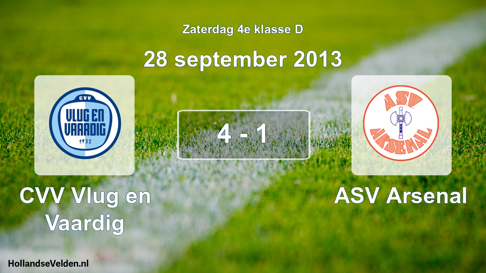 Total number of matches played: CVV Vlug en Vaardig - ASV Arsenal 4 - 1 (28 September 2013)