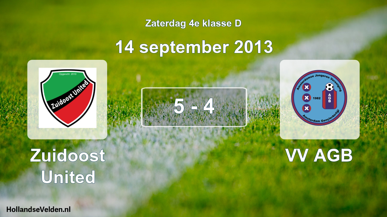 Total number of matches played: Zuidoost United - VV AGB 5 - 4 (14 September 2013)