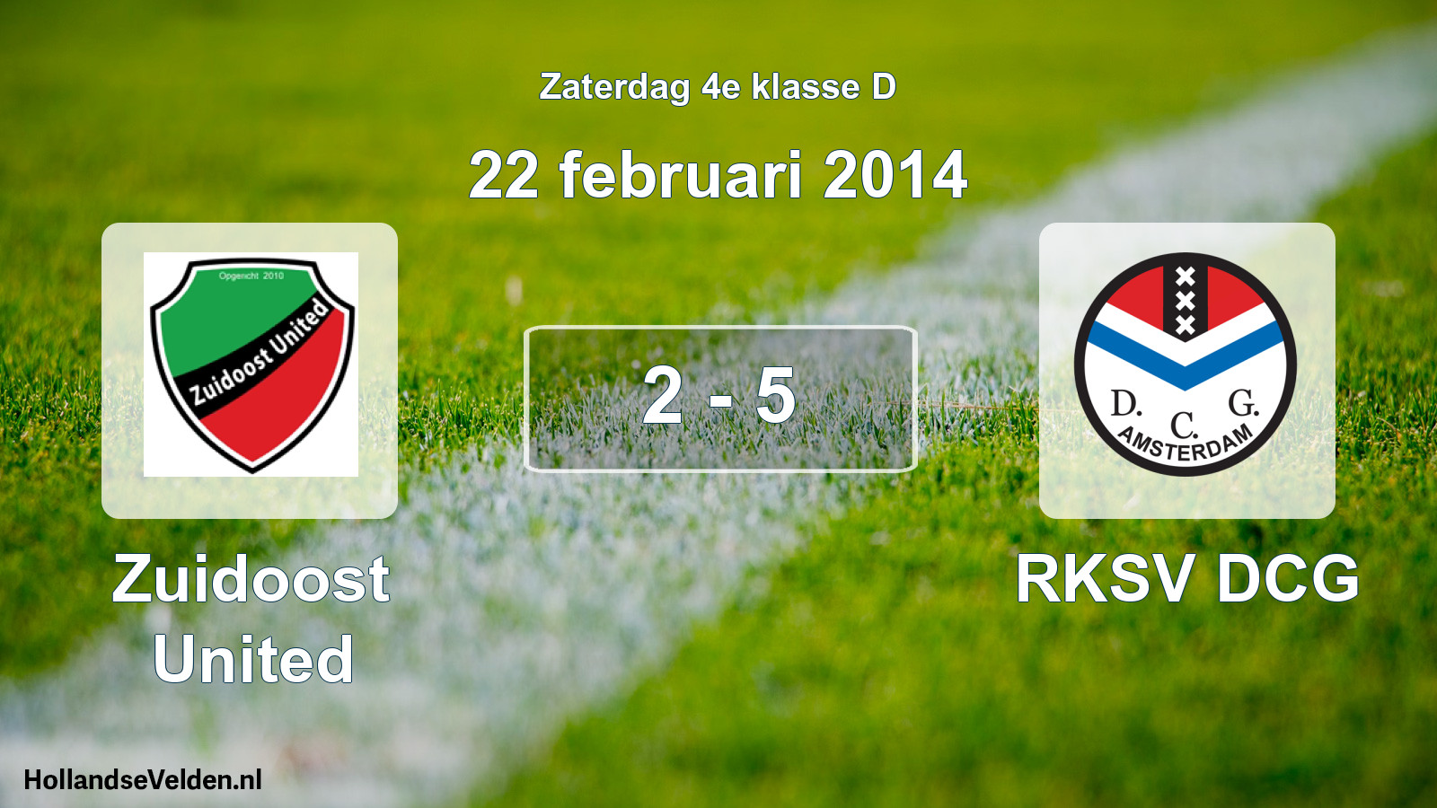 Total number of matches played: Zuidoost United - RKSV DCG 2 - 5 (22 February 2014)