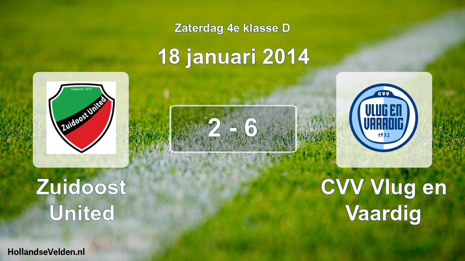 Total number of matches played: Zuidoost United - CVV Vlug en Vaardig 2 - 6 (18 January 2014)