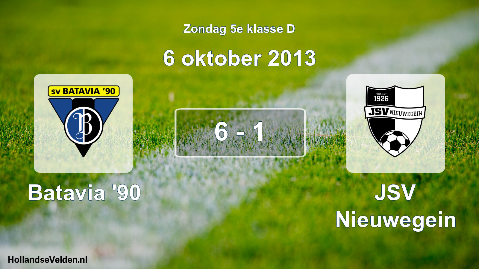 Total number of matches played: Batavia '90 - JSV Nieuwegein 6 - 1 (6 October 2013)