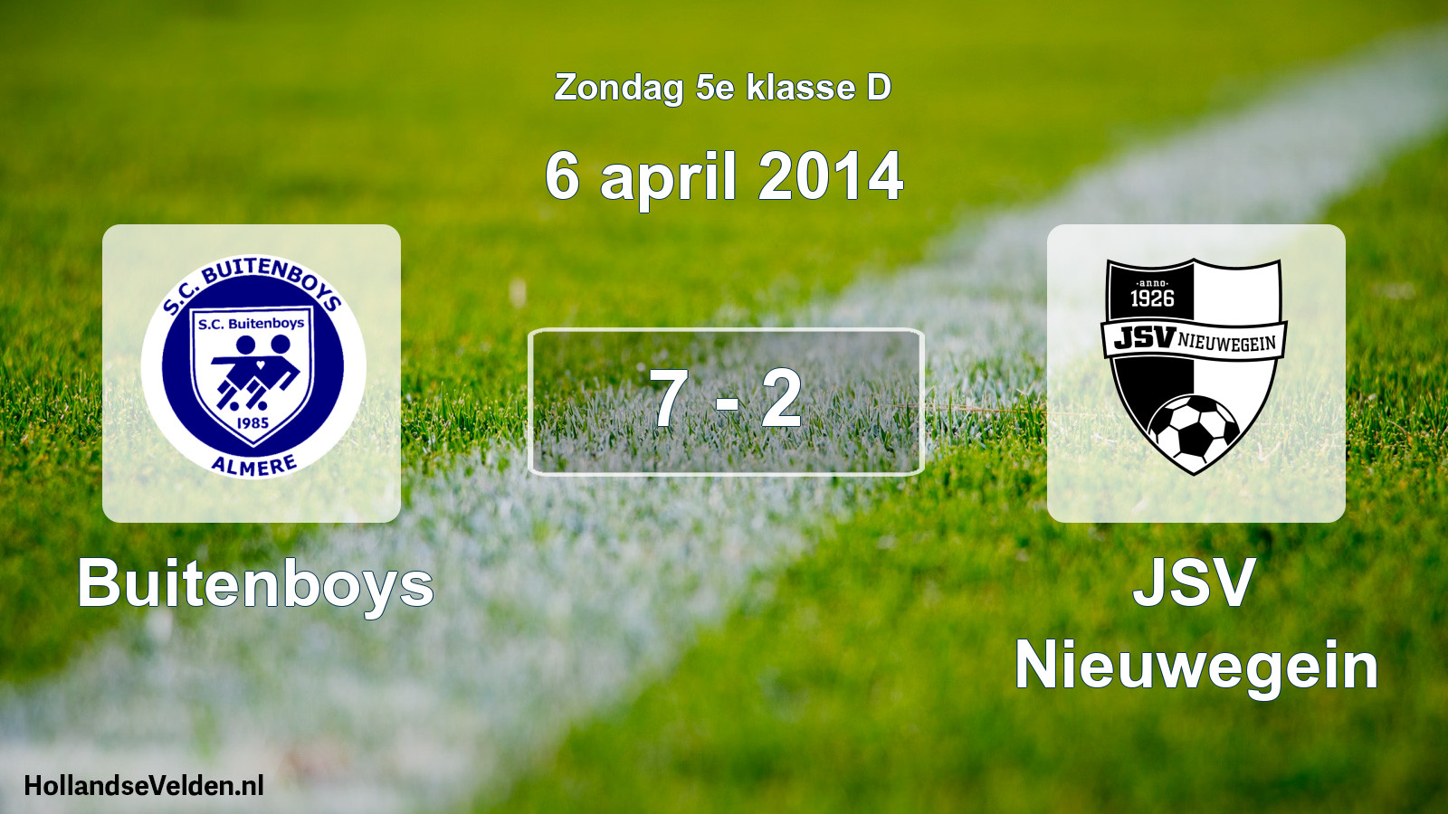 Total number of matches played: Buitenboys - JSV Nieuwegein 7 - 2 (6 April 2014)