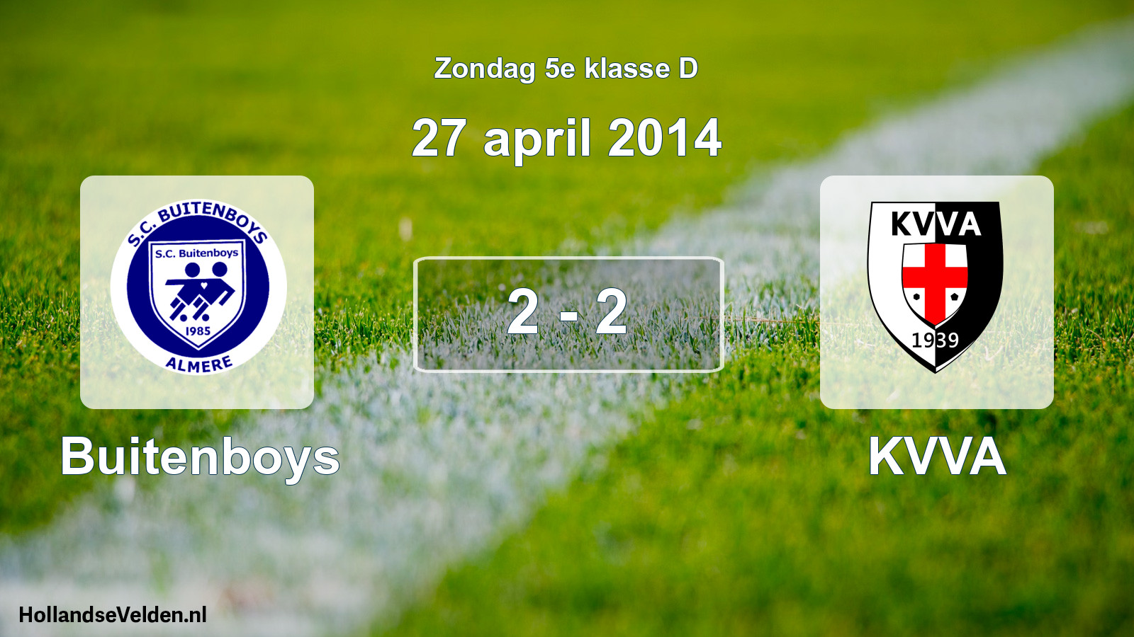 Total number of matches played: Buitenboys - KVVA 2 - 2 (27 April 2014)
