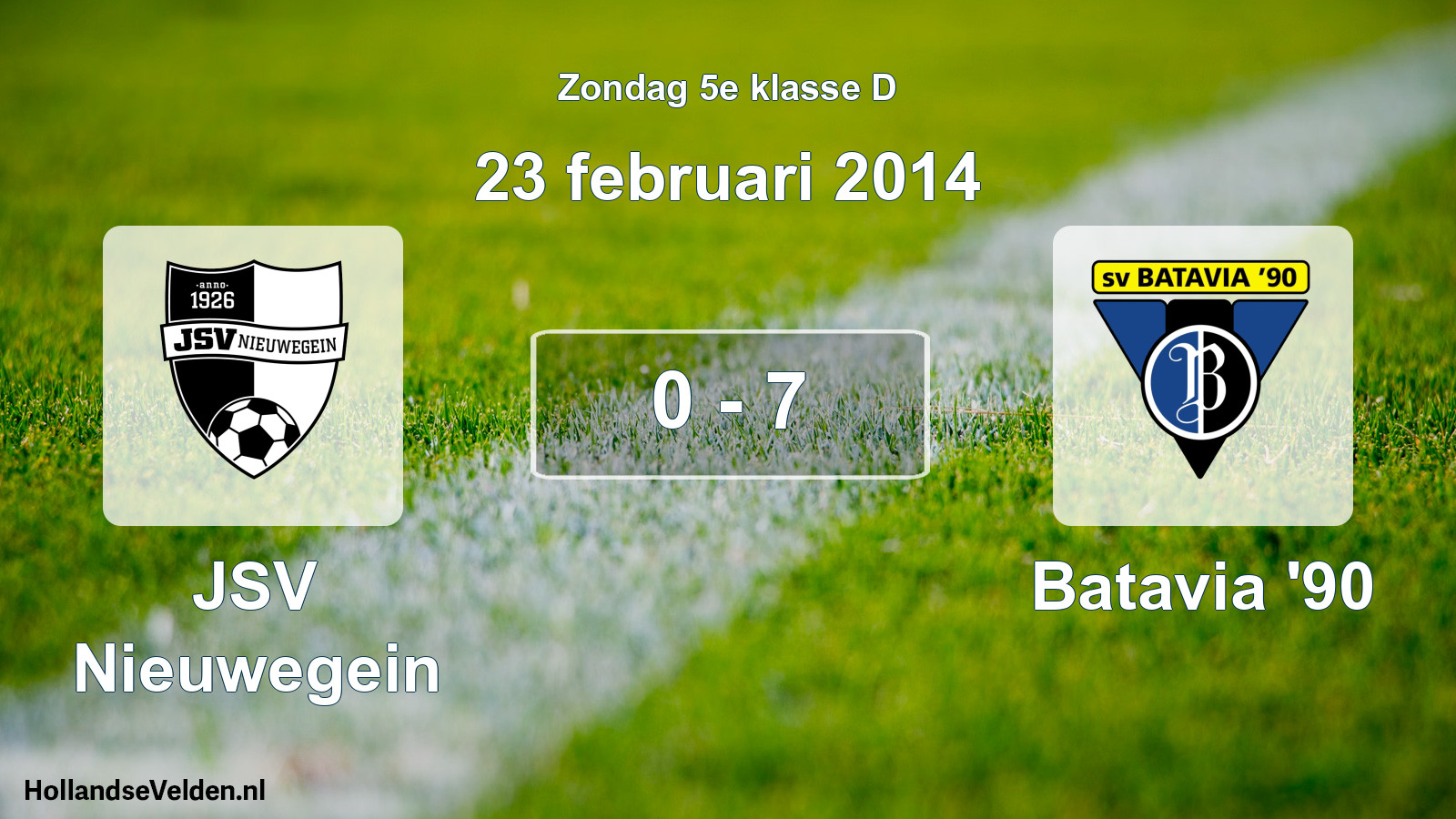 Total number of matches played: JSV Nieuwegein - Batavia '90 0 - 7 (23 February 2014)