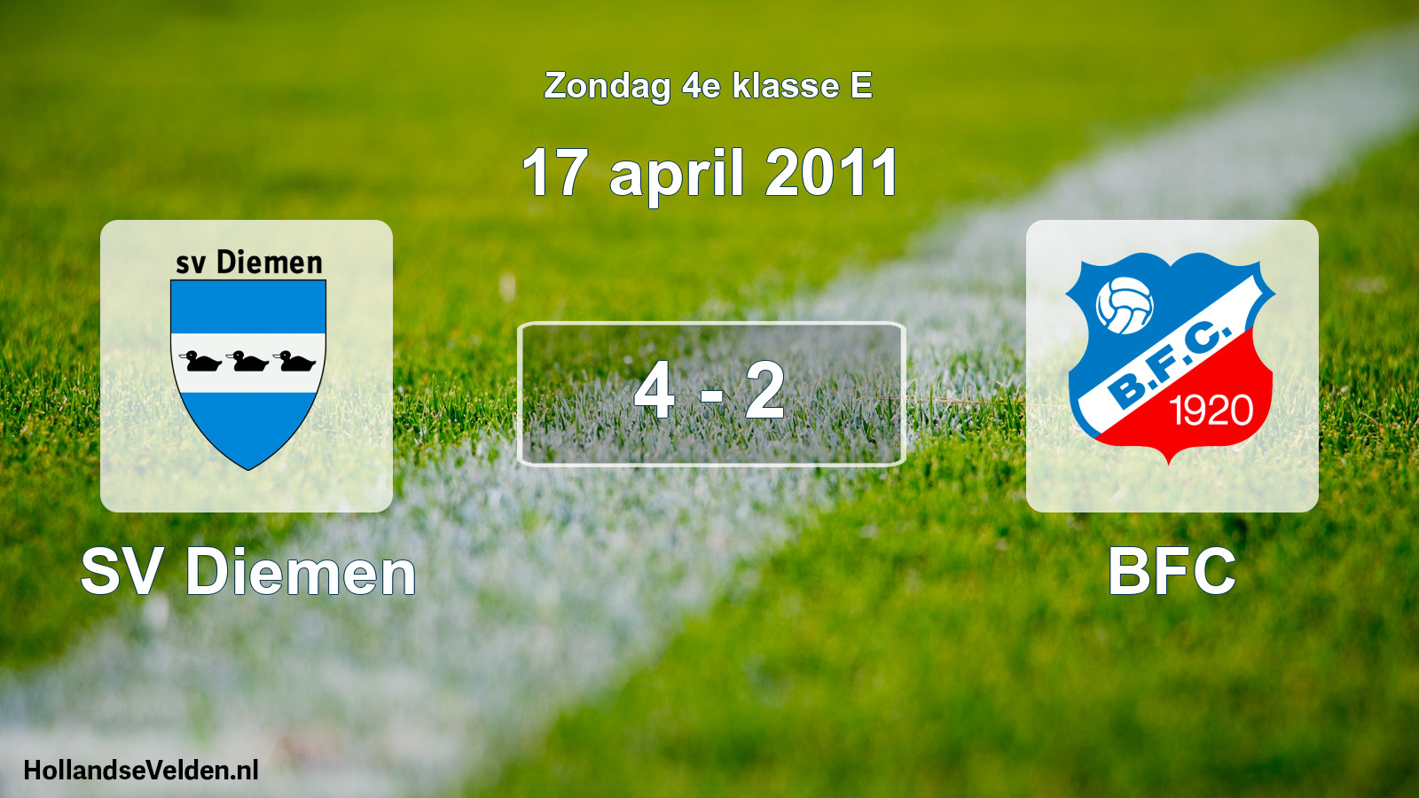 Total number of matches played: SV Diemen - BFC 4 - 2 (17 April 2011)