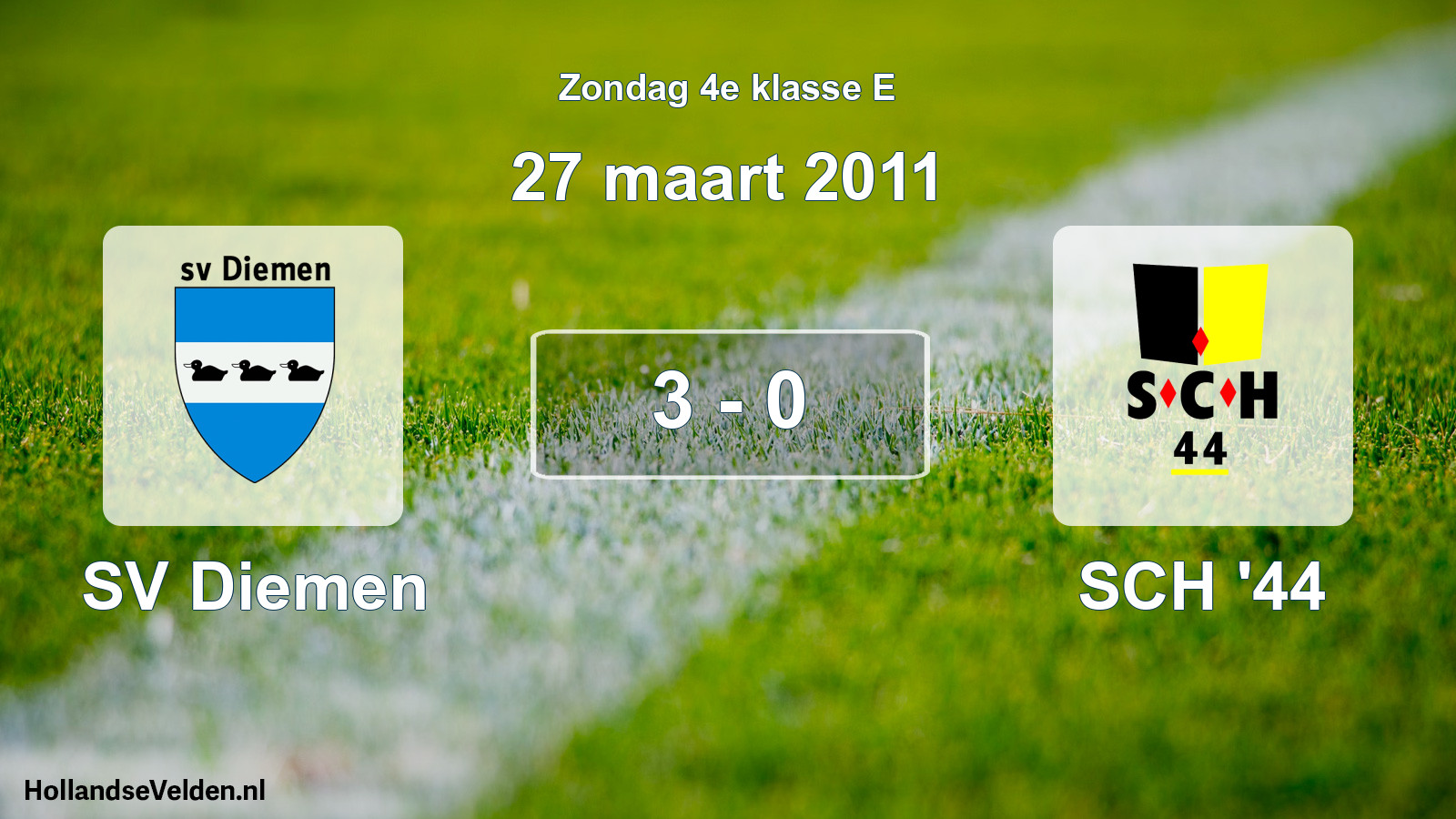 Total number of matches played: SV Diemen - SCH '44 3 - 0 (27 March 2011)