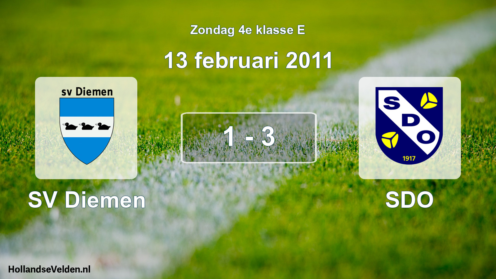 Total number of matches played: SV Diemen - SDO 1 - 3 (13 February 2011)