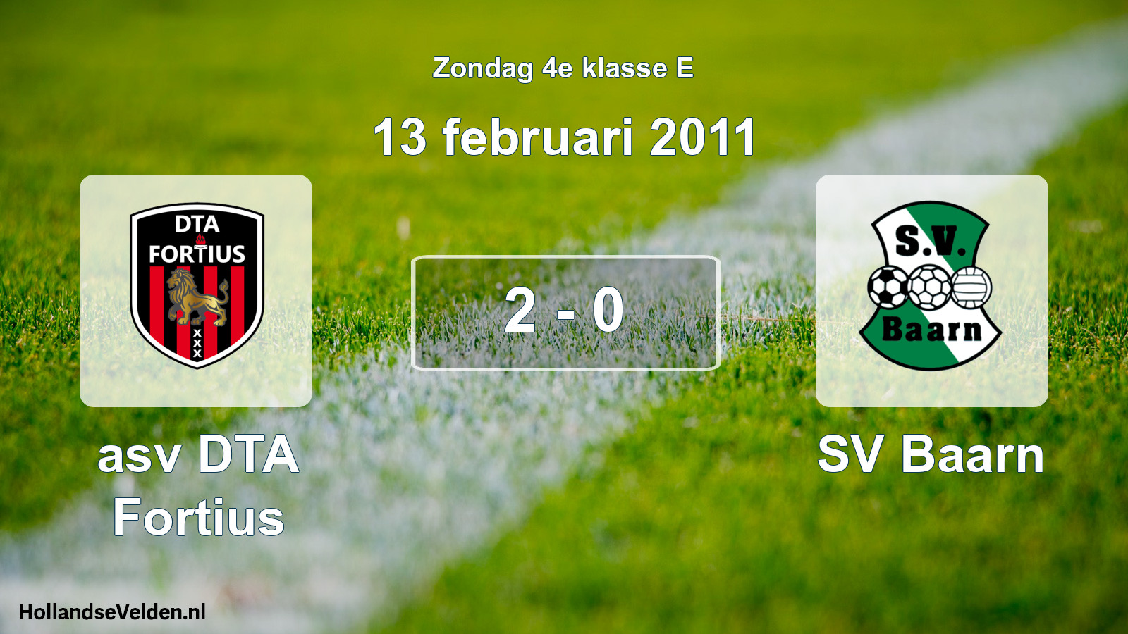 Total number of matches played: asv DTA Fortius - SV Baarn 2 - 0 (13 February 2011)