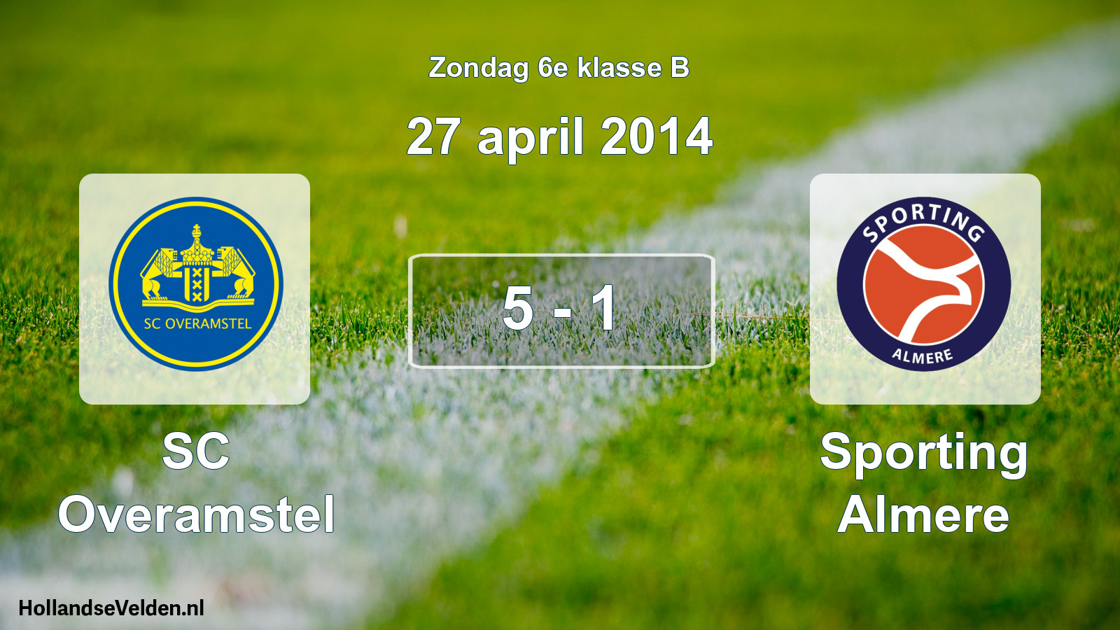 Total number of matches played: SC Overamstel - Sporting Almere 5 - 1 (27 April 2014)