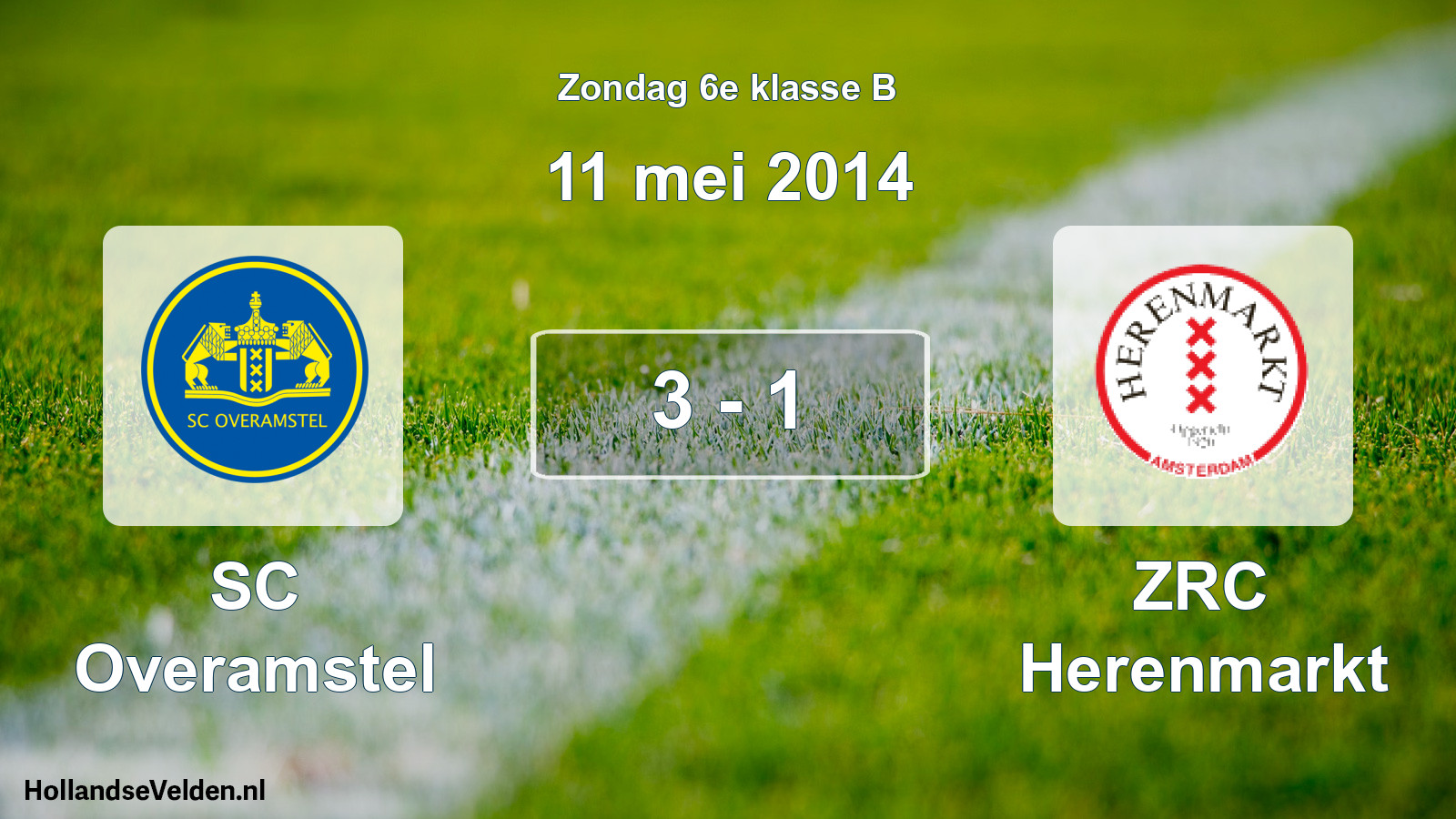 Total number of matches played: SC Overamstel - ZRC Herenmarkt 3 - 1 (11 May 2014)