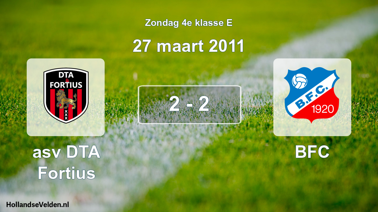 Total number of matches played: asv DTA Fortius - BFC 2 - 2 (27 March 2011)