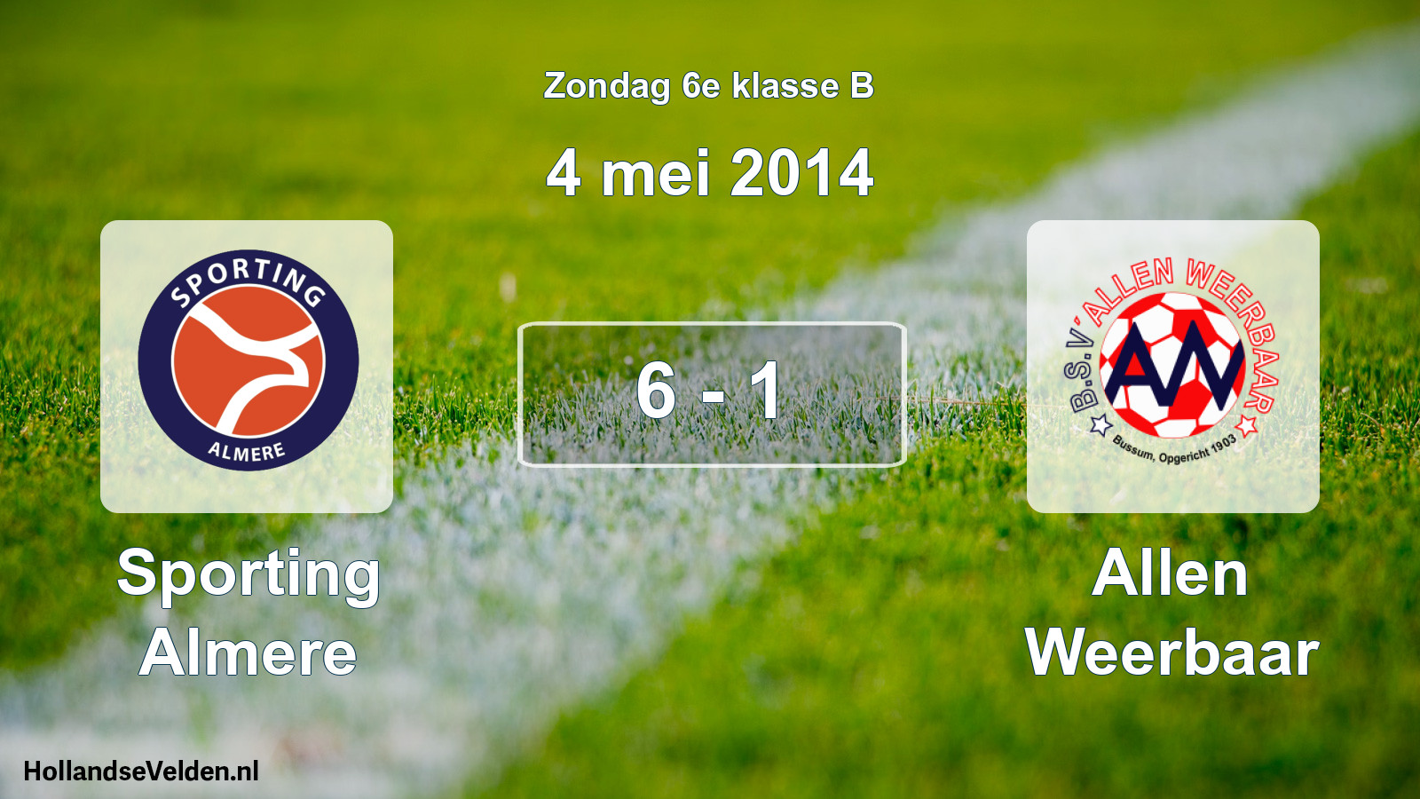 Total number of matches played: Sporting Almere - Allen Weerbaar 6 - 1 (4 May 2014)
