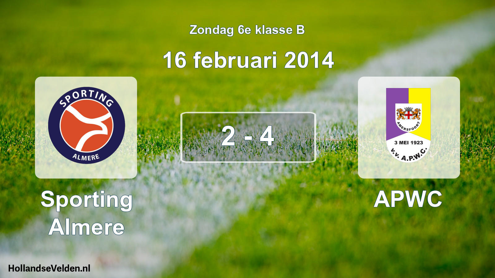Total number of matches played: Sporting Almere - APWC 2 - 4 (16 February 2014)