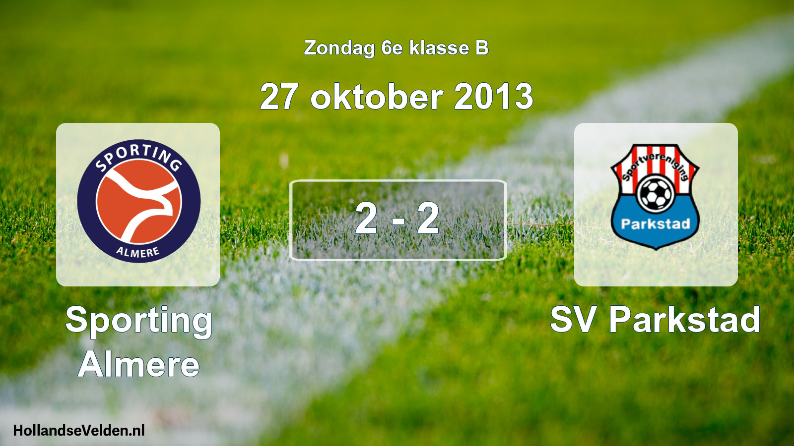 Total number of matches played: Sporting Almere - SV Parkstad 2 - 2 (27 October 2013)