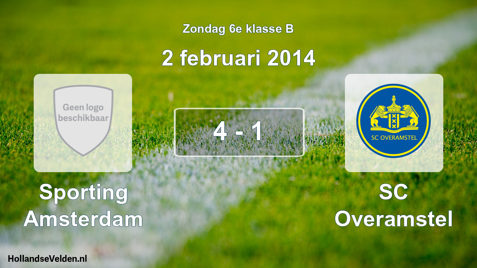 Total number of matches played: Sporting Amsterdam - SC Overamstel 4 - 1 (2 February 2014)