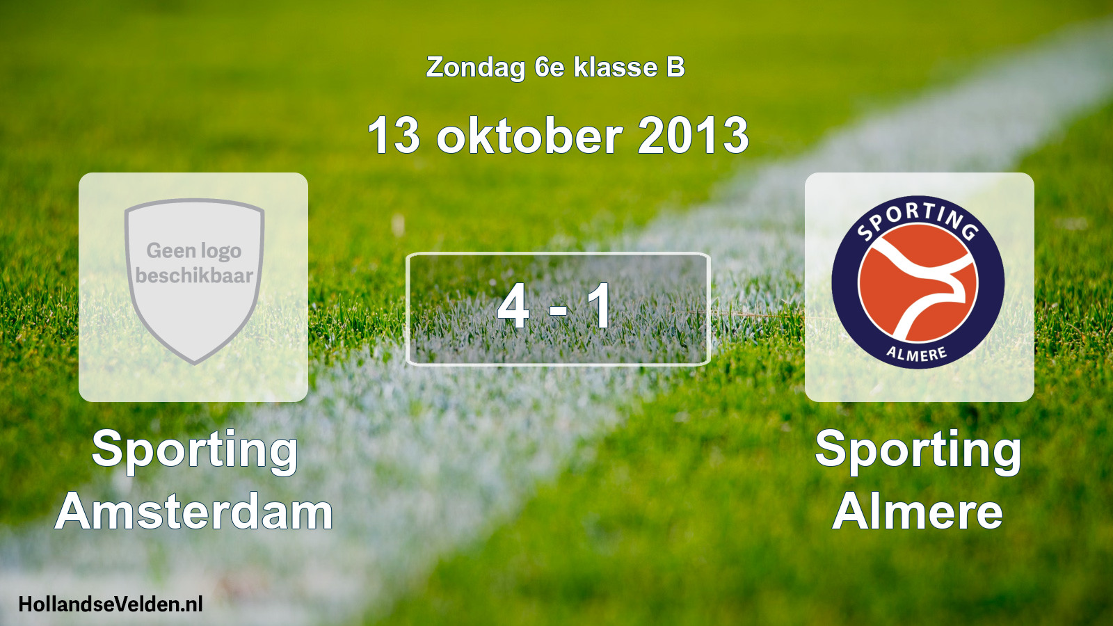 Total number of matches played: Sporting Amsterdam - Sporting Almere 4 - 1 (13 October 2013)