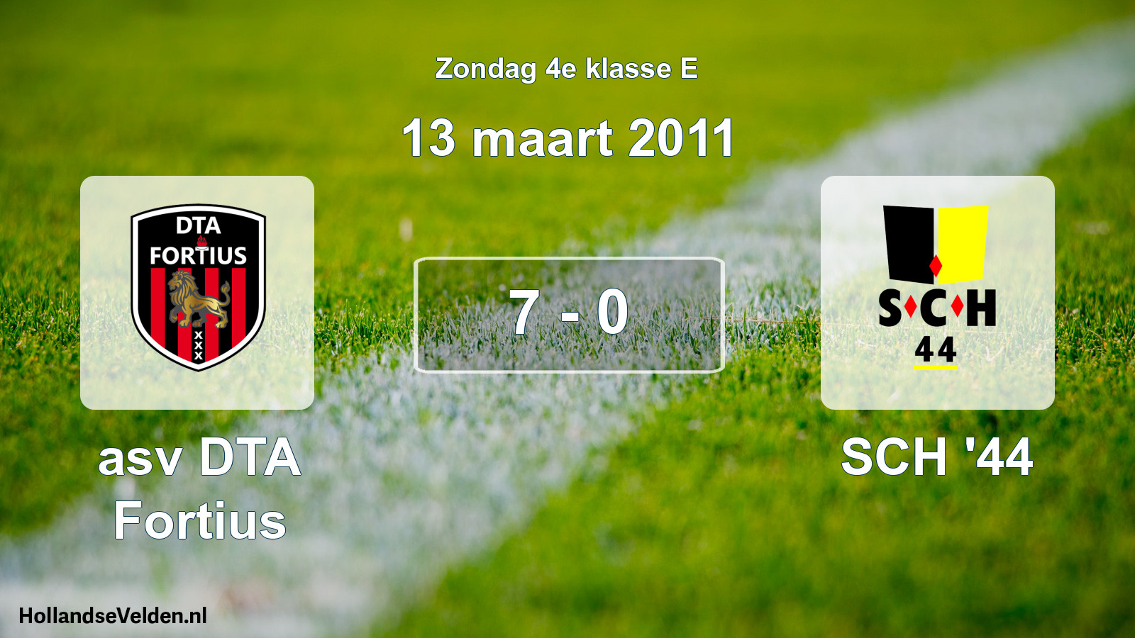 Total number of matches played: asv DTA Fortius - SCH '44 7 - 0 (13 March 2011)