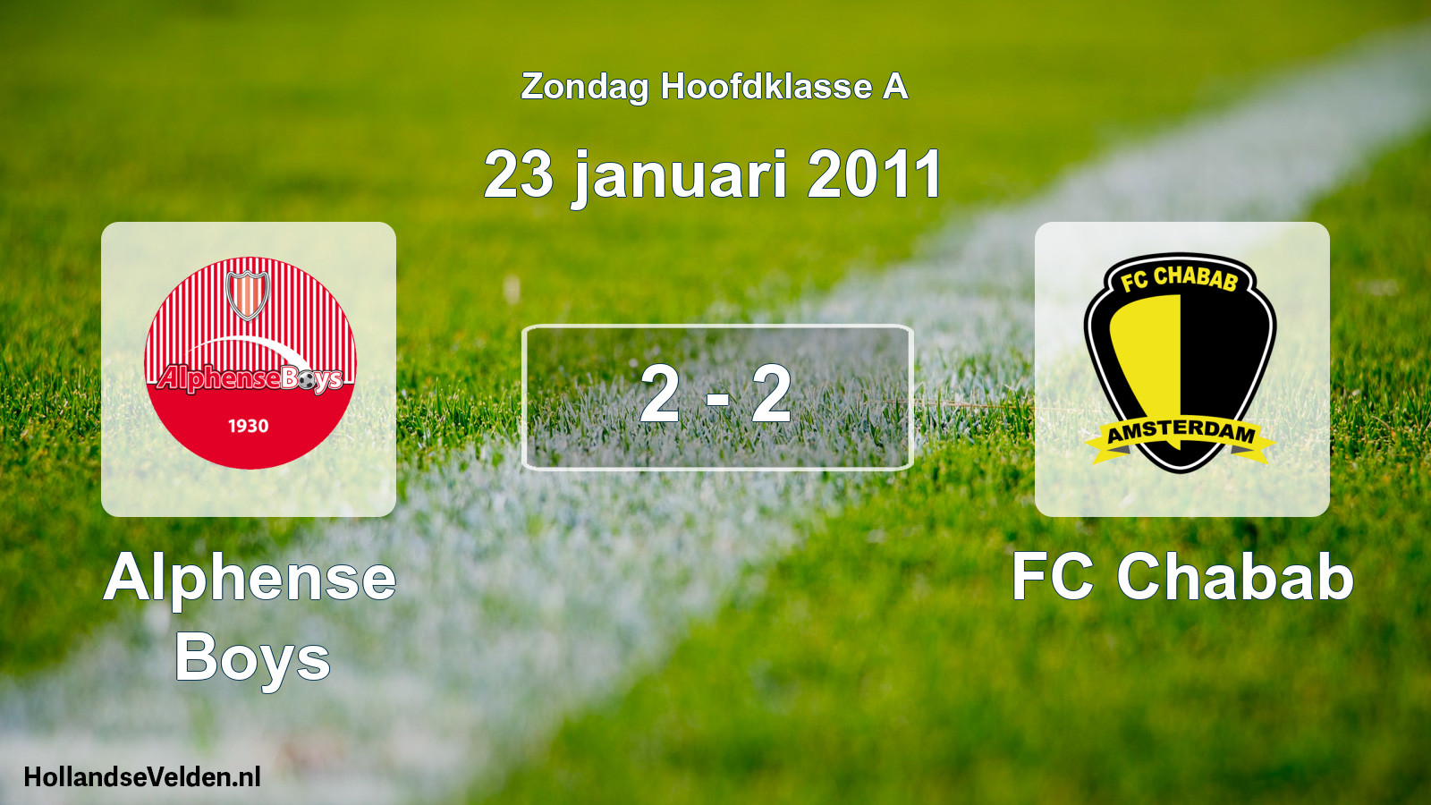 Total number of matches played: Alphense Boys - FC Chabab 2 - 2 (23 January 2011)