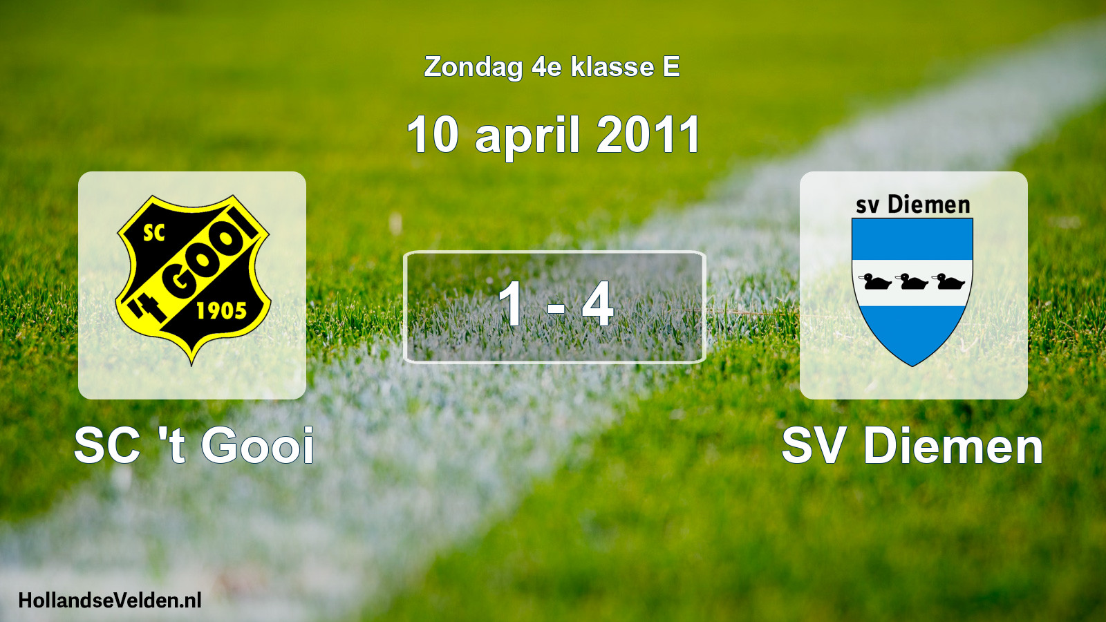 Total number of matches played: SC 't Gooi - SV Diemen 1 - 4 (10 April 2011)