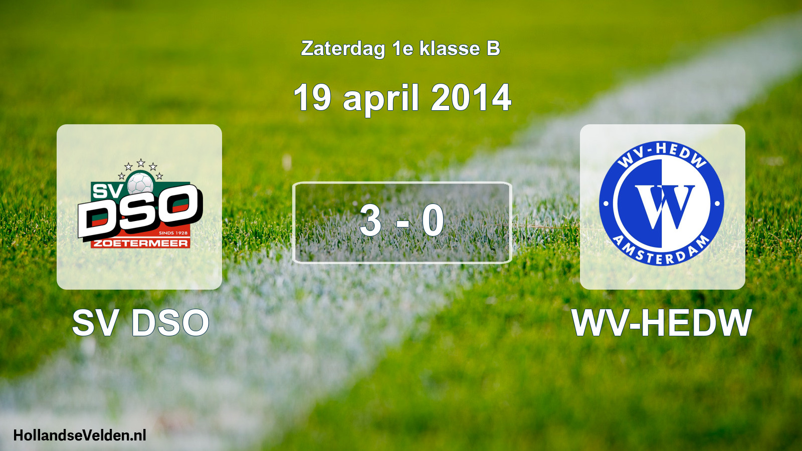 Total number of matches played: SV DSO - WV-HEDW 3 - 0 (19 April 2014)