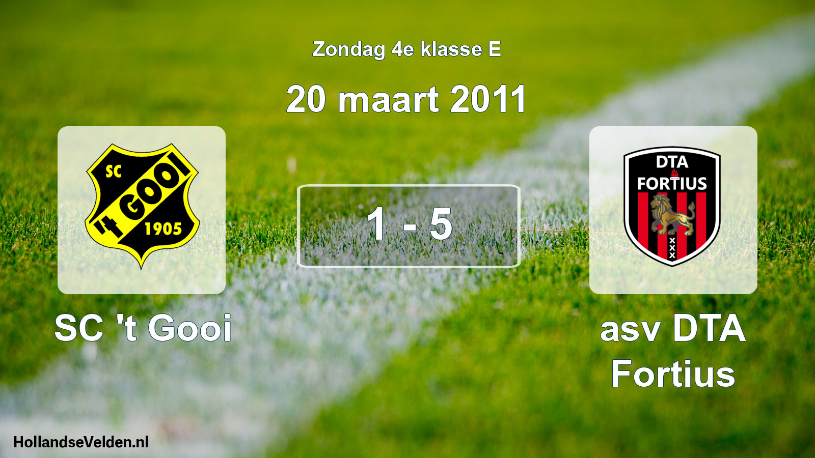 Total number of matches played: SC 't Gooi - asv DTA Fortius 1 - 5 (20 March 2011)