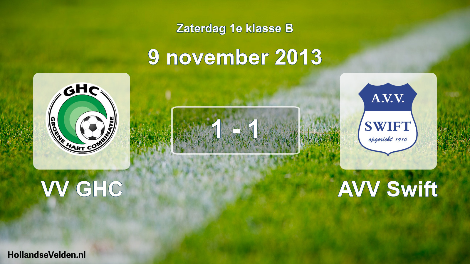 Total number of matches played: VV GHC - AVV Swift 1 - 1 (9 November 2013)