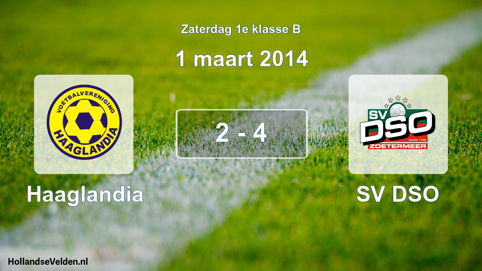 Total number of matches played: Haaglandia - SV DSO 2 - 4 (1 March 2014)