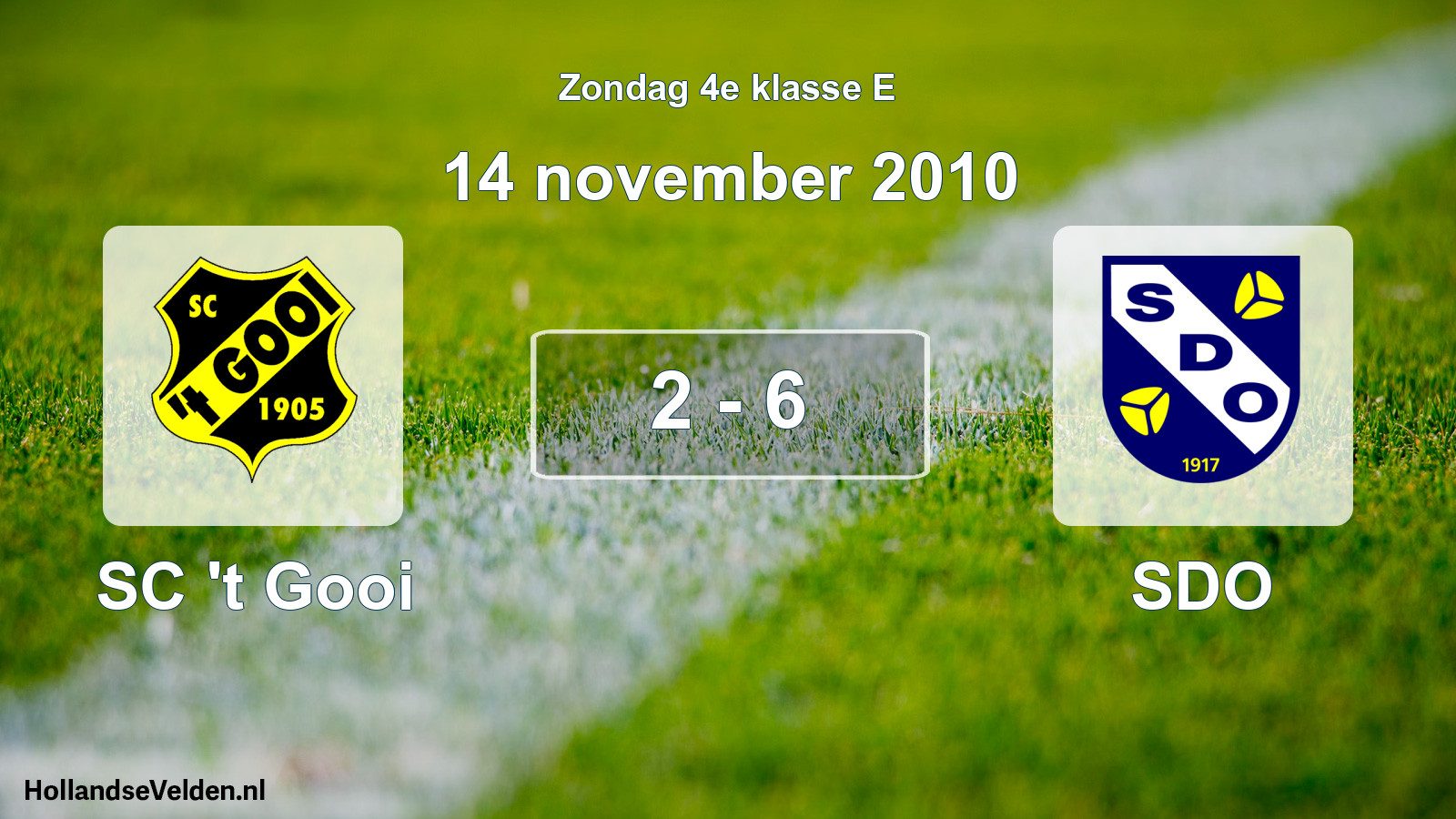 Total number of matches played: SC 't Gooi - SDO 2 - 6 (14 November 2010)