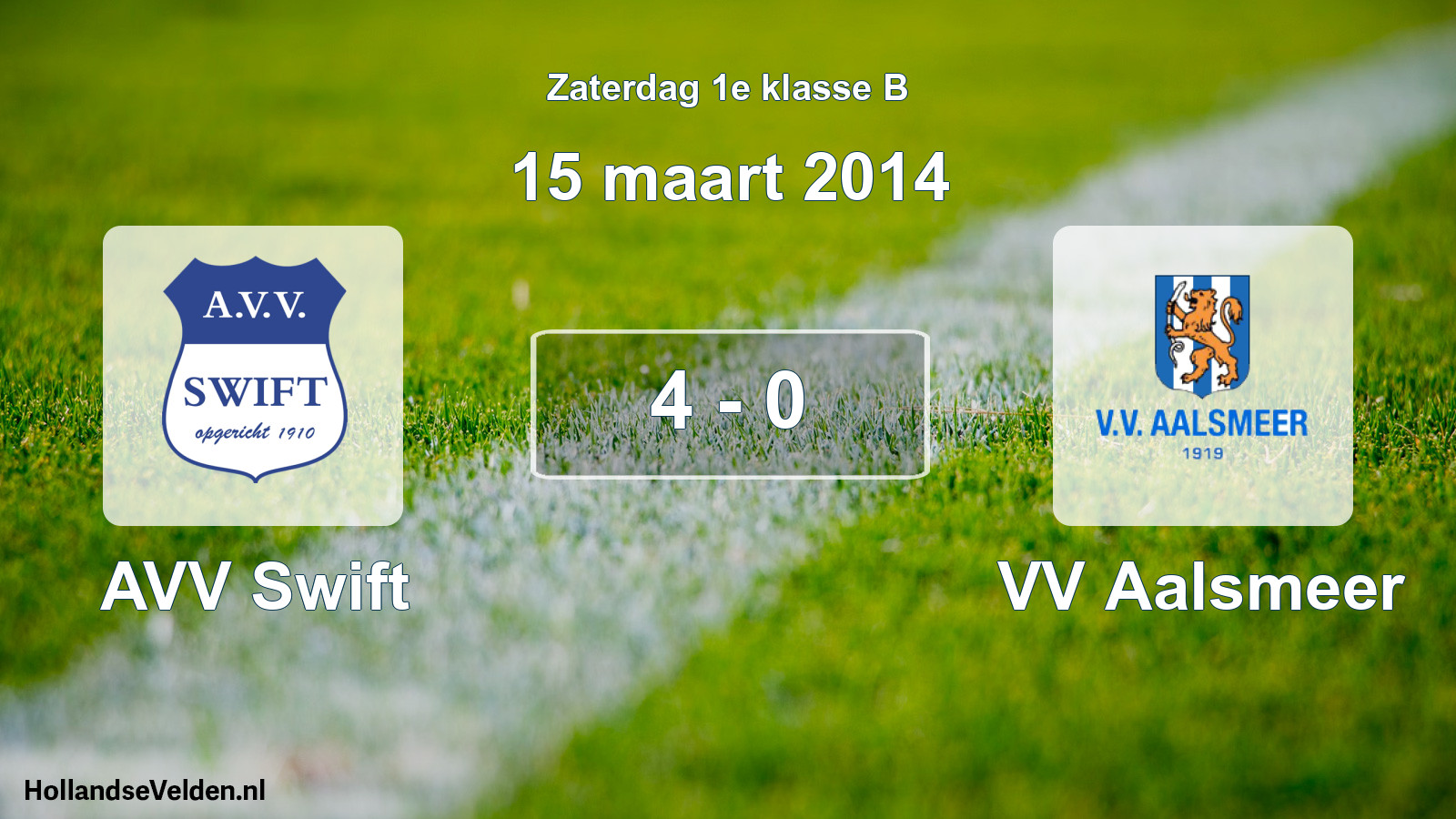 Total number of matches played: AVV Swift - VV Aalsmeer 4 - 0 (15 March 2014)