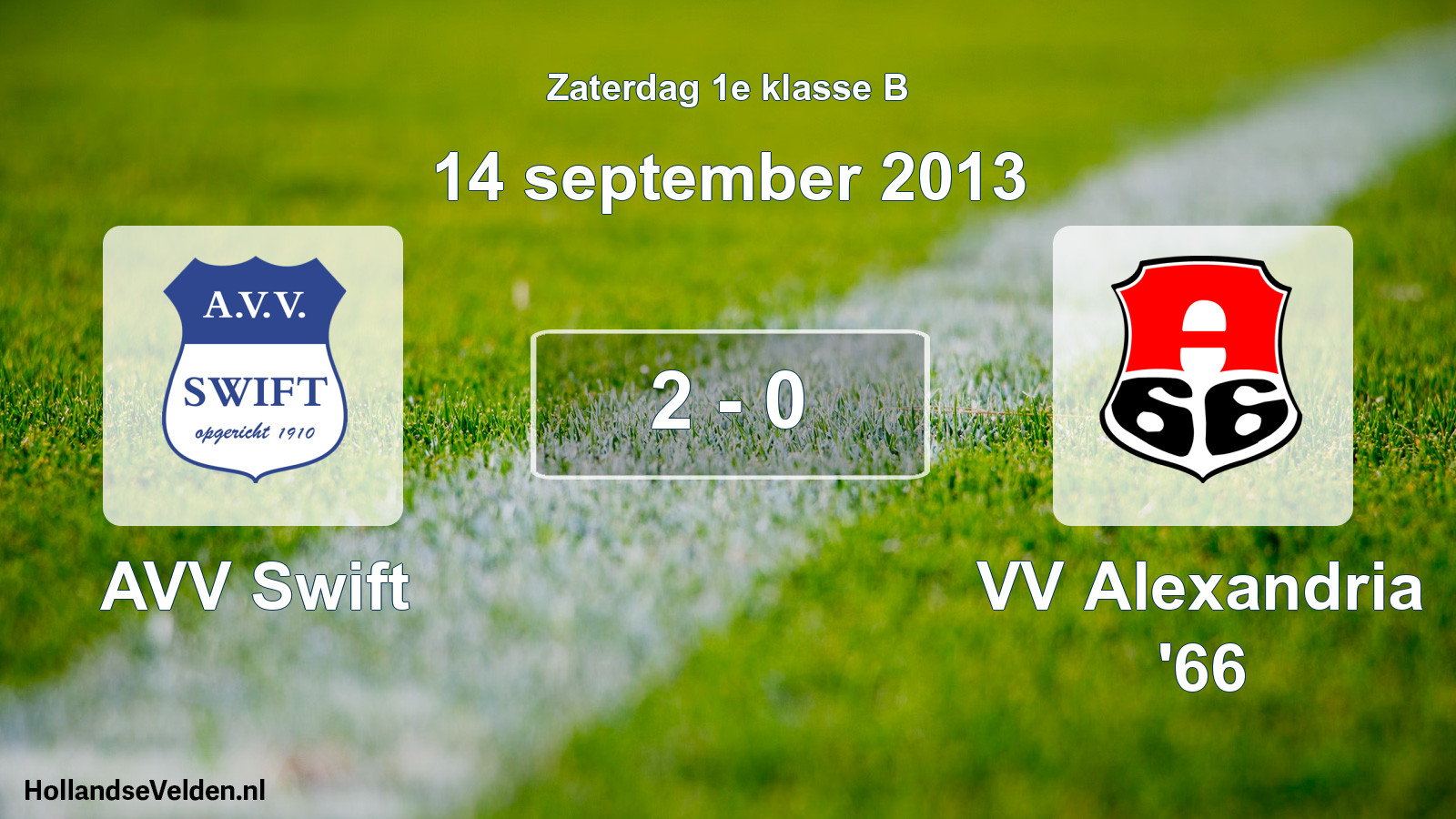 Total number of matches played: AVV Swift - VV Alexandria '66 2 - 0 (14 September 2013)