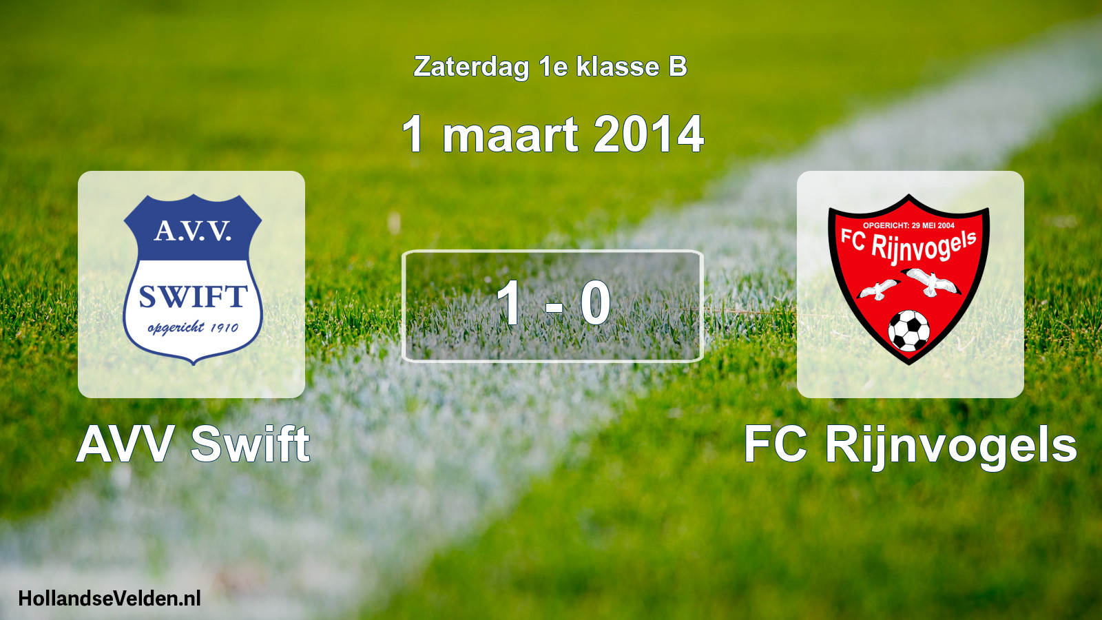 Total number of matches played: AVV Swift - FC Rijnvogels 1 - 0 (1 March 2014)