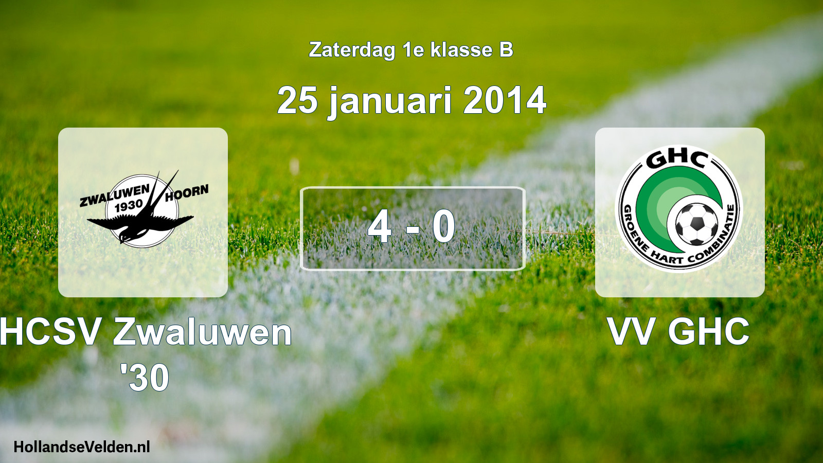 Total number of matches played: Zwaluwen '30 - VV GHC 4 - 0 (25 January 2014)
