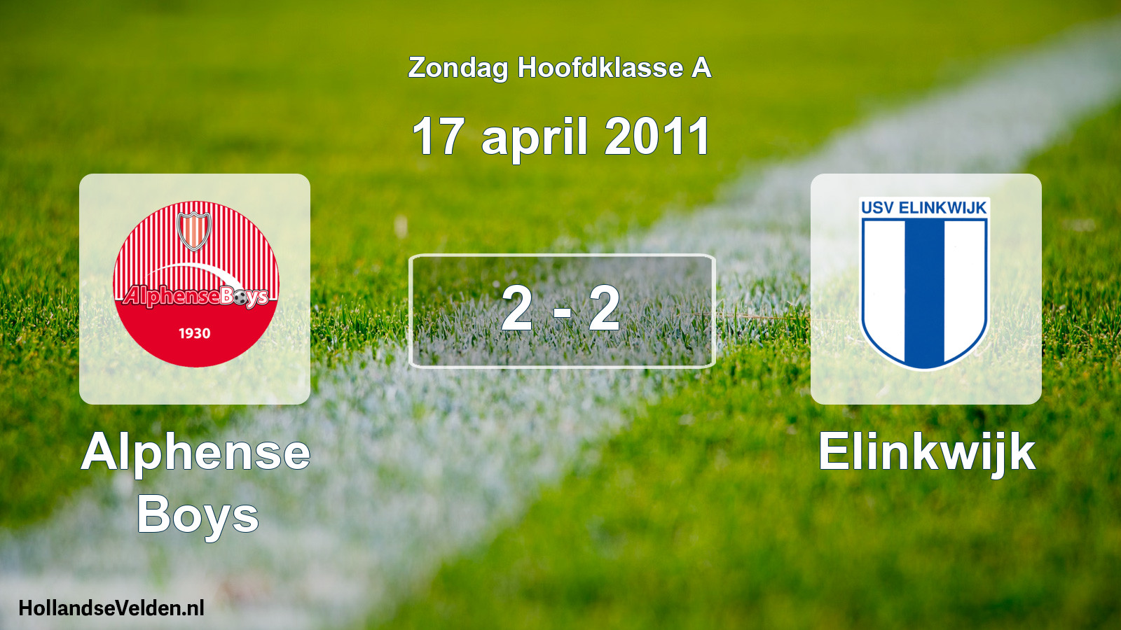 Total number of matches played: Alphense Boys - Elinkwijk 2 - 2 (17 April 2011)